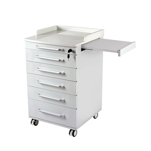 Armoire mobile dentaire latérale 510x525x850mm à cinq tiroirs avec panneau latéral et serrure à clé, chariot de rangement médical - Product Image 4