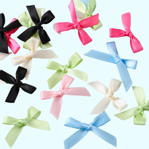 Assortiment de mini nœuds en ruban <span class=keywords><strong>satin</strong></span>é pré-noués en tissu pour emballage cadeau, artisanat et décoration de fête - Product Image 2
