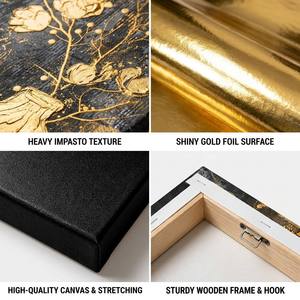 Quadro su tela moderno testurizzato <span class=keywords><strong>con</strong></span> cornice <span class=keywords><strong>di</strong></span> lusso, <span class=keywords><strong>con</strong></span> stampa floreale in lamina d'oro, per design d'interni - Vendita all'ingrosso personalizzata - Product Image 3