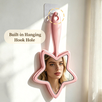 Miroir portable créatif en plastique 2026, à suspendre, en forme d'étoile à cinq branches, petit miroir à main