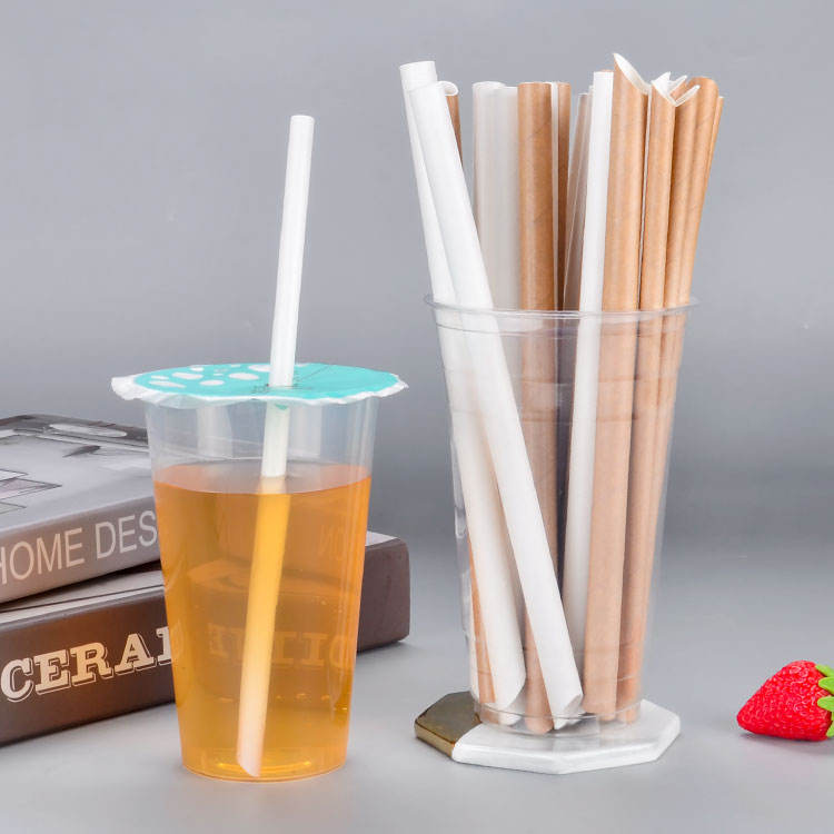 Disposable Biodegradable Recyclable Food Grade Kraft Paper Straws for Coffee Tea Juice Beverage Portable Party Use