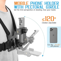 1 Support Réglable pour Téléphone avec Sangle de Poitrine pour Caméra Sportive, Téléphone Portable, Appareil Photo, Support et Accessoire Noir
