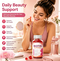 Erythritol, zonder maïssiroop, vegan, vegetarisch, gelatinevrij, met monniksvrucht, zoet, biotine gummies