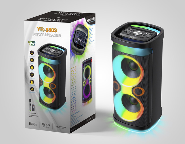 YR-8803 Best Selling Double  8-Inch  Home Theater System Wireless/BT Loud Speaker Party Box   Battery Powered