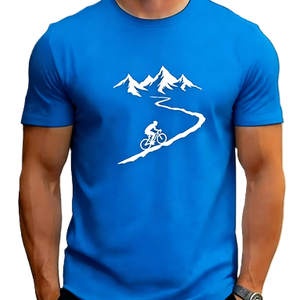 T-shirt graphique avec silhouette <span class=keywords><strong>de</strong></span> cycliste <span class=keywords><strong>de</strong></span> VTT, sport <span class=keywords><strong>de</strong></span> plein air, aventure, nature, surdimensionné, en coton - Product Image 3