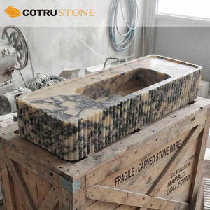 <span class=keywords><strong>Vasque</strong></span> flottante en marbre Calacatta Viola, murale, cannelée, sculptée à la main, pour salle de bain de villa ou maison - Product Image 6