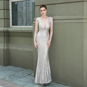 18137 #<span class=keywords><strong>2020</strong></span> nuevo vestido de cola de pez de lentejuelas Auto Show House celebración Ceremonial Host Dress - Product Image 4