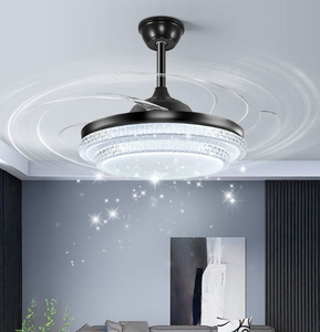 Quạt trần đèn tích hợp 42 inch, động cơ DC, 4 cánh nhựa thu vào, màu đen, mạnh mẽ, điều khiển từ xa bằng Bluetooth, có đèn - Product Image 1