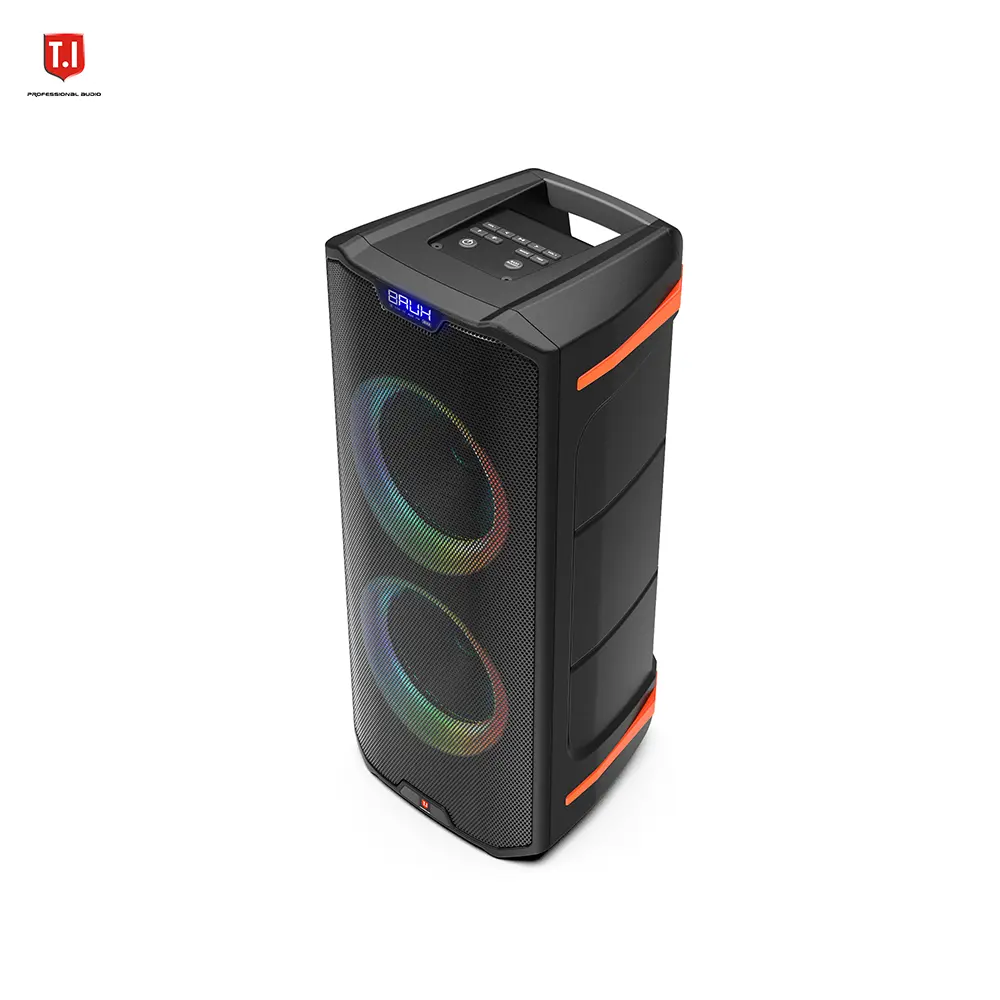 휴대용 블루투스 파티 스피커 프론트 우퍼 LED 조명 클래스 D 앰프 USB MP3 플레이어 스피커