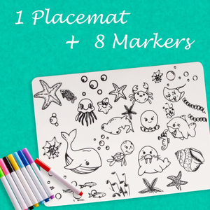 Tappetino in Silicone Riutilizzabile per Colorare 40*30CM con 8 Pennarelli Colorati, Tappetino da Disegno Riutilizzabile per Bambini in Età Prescolare - Product Image 3