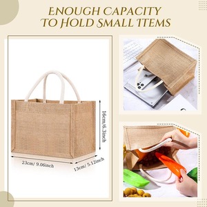 Recycled Buralp Linen Grocery Mini Small Jute <strong>Bag</strong> OEM With Handles <strong>for</strong> <strong>Bridesmaid</strong> <strong>Wedding</strong> Party Beach Shopping DIY Trip - Product Image 4