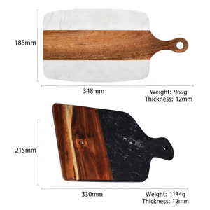 Tabla de cortar de doble cara de madera y mármol, antideslizante y duradera, para servir carne, alimentos y frutas en la cocina. - Product Image 3