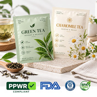 Sachets d'emballage pour thé avec barrière anti-humidité, pochettes plates personnalisées imprimées pour thé vert, thé noir, mélanges d'herbes et feuilles en vrac
