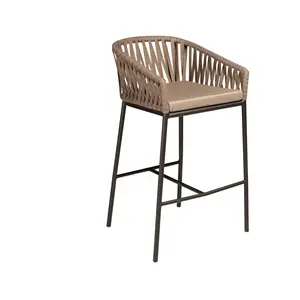 New design indoor or outdoor bar set aluminum frame rope bar stools modern furniture garden portable chair