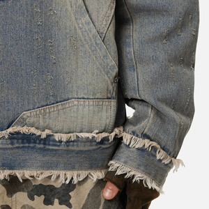 Sweat-shirt à capuche en denim personnalisé pour homme, coton, style urbain décontracté - Product Image 5