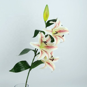 X-1125 Lirios de Seda Artificiales de 100 CM, Color Blanco, 3 Cabezas, 1 Capullo, Tipo Tigre - Product Image 4