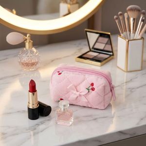 Cute Mini Cosmetic <b>Lipstick</b> Pouch <b>Lipstick</b> Floral Quilted Mini <b>Lipstick</b> Bag Cotton Mini Makeup Pouch With Bow for Women - Product Image 1