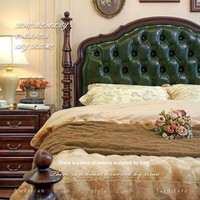 Lit en bois massif de style américain, mobilier de villa haut de gamme, lit de mariage double de style européen français