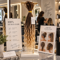Estensioni Dreadlock in Capelli Umani All'Ingrosso, Locs Ondulati Fatti a Mano con Punte Ricci, Locs in Capelli Umani Riutilizzabili e Tingibili