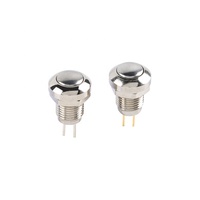 Interrupteur à bouton-poussoir momentané 8 mm 36 V 2 A étanche, petit bouton-poussoir rond de réinitialisation en acier inoxydable chromé 2 broches
