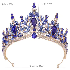 Barock Kristall Strass Prinzessin Prom Schönheit Haar Krone Braut Hochzeit Krone Tiara für Frauen