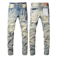 Jeans Homme de Marque Vêtements Fabricants Personnalisés Brut Blanc Bleu Jeans Brodés Hommes Pantalons en Denim Jeans Noirs pour Hommes