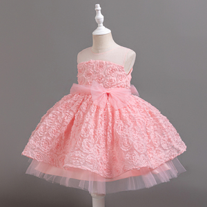 Gaun Bunga Bergaya Elegan untuk Anak Perempuan Usia 10 Tahun Gaun Pesta Ulang Tahun Musim Panas yang Mengembang Gaun Merah untuk Anak-anak Gaun Prom Pernikahan - Product Image 4