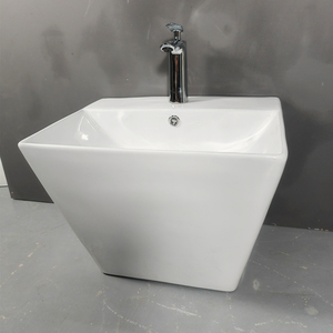 Lavabo mural en céramique monobloc de style moderne pour salle de bain avec revêtement autonettoyant et garantie de 5 ans - Product Image 2