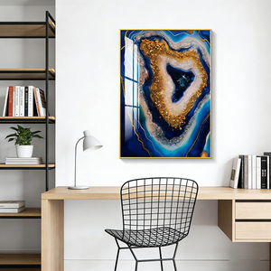 <span class=keywords><strong>Peinture</strong></span> murale abstraite LED grand format en porcelaine cristalline, <span class=keywords><strong>motif</strong></span> bleu abstrait encadré, pour décoration intérieure, vente en gros - Product Image 6