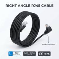 Kabel Jaringan CAT6 Kustom 8Pin 26AWG 90/180 Derajat Sudut Kanan Kabel Ethernet Tembaga Murni Isolasi PTFE Elektronik 250mm