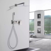 Système de robinets de douche noir salle de bain mural pluie Kit de douche de luxe dissimulé boîte intégrée mitigeur d'eau chaude et froide