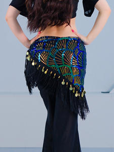 <span class=keywords><strong>Robe</strong></span> de danse du ventre en soie/coton à paillettes scintillantes |   <span class=keywords><strong>Ceinture</strong></span> à glands brodée et perlée |   Tenue de danse <span class=keywords><strong>orientale</strong></span> polyvalente - Product Image 5