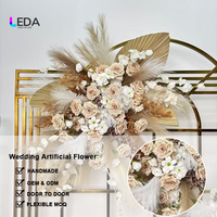 Rangkaian Bunga Daun Palem Kering Bohemian LEDA, Rumput Pampas, Bunga Artificial untuk Dekorasi Latar Belakang Pernikahan & Acara