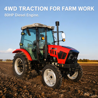Tracteurs agricoles 80 CV 4x4 avec cabine climatisée, châssis robuste, Traktor Agricola, Trator