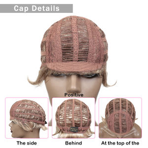 <span class=keywords><strong>Nancy</strong></span>-Peluca de cabello sintético para mujer, <span class=keywords><strong>pelo</strong></span> corto <span class=keywords><strong>rizado</strong></span> con flequillo, fibra ombré, alta temperatura, color blanco - Product Image 4