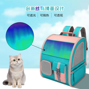 <b>Foldable</b> Colorful Pet <b>Backpack</b> For Dogs And Cats Portable Expandable Pet Bag 18000 Capacity Gray Iridescent Blue - Product Image 2