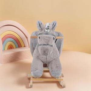 حصان خشبي هزاز للأطفال من DR مع لعبة حصان هزاز قطيفة وموسيقى للأطفال - Product Image 6