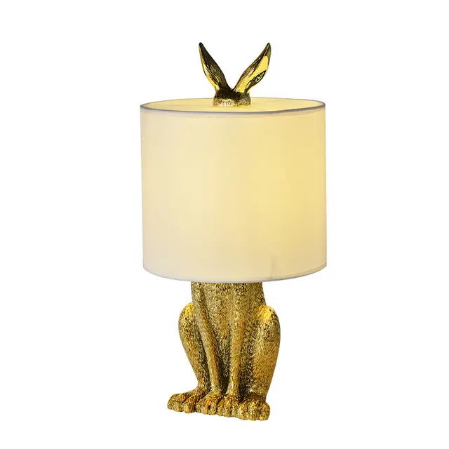 Fabric table lamp led animal light for kids bedroom rabbit table light