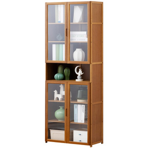 Eleven Dimensions Bookshelf 656 <b>Solid</b> <b>Wood</b> Floor Standing With Doors Space Saving For Living Room Office - Product Image 5