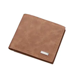 Langrenhu Wholesale Vintage Men's Wallet Fast shipping Short PU Leather Designer Wallets