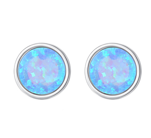 Minimalist S925 Silver Bezel Setting <b>Opal</b> Stud <b>Earrings</b> For Women Everyday Wear Fashion Jewelry Gift - Product Image 1