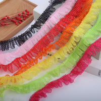 Bande de dentelle en tulle à pois en polyester de 2,5 cm (1 pouce), bordure pour la couture et les loisirs créatifs