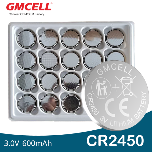 CR2450 Button Cell 3V Lithium Battery Small Size CR/DL/ECR 2450 Coin Batteries for TPMS,IOT,Toys