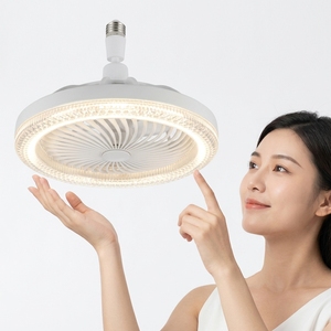 مروحة سقف LED حديثة E27 قابلة للتعتيم مع تحكم عن بعد، 3 سرعات، قاعدة دوارة، ناشر عطر، 3 شفرات لغرفة النوم - Product Image 1