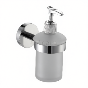 Distributeur de savon liquide mural en laiton chromé, largeur 8 cm, hauteur 21,5 cm, longueur 14 cm - Product Image 3