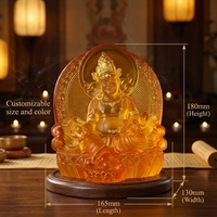 Statue exquise du Bouddha Jambhala en cristal Liu Li pour la richesse et la prospérité - Zambhala artisanal pour la décoration de la maison et du bureau