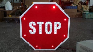 Señal de tráfico con energía <span class=keywords><strong>solar</strong></span>, señal de parada de carretera - Product Image 5