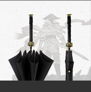 Parapluie Katana japonais de samouraï populaire chinois, 16 ou 24 nervures, manche doré, droit, avec étui - Product Image 4