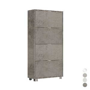 Zapatero con 4 Puertas Abatibles en Madera de Melamina L76xH155xD30 Perla Olmo - Product Image 1