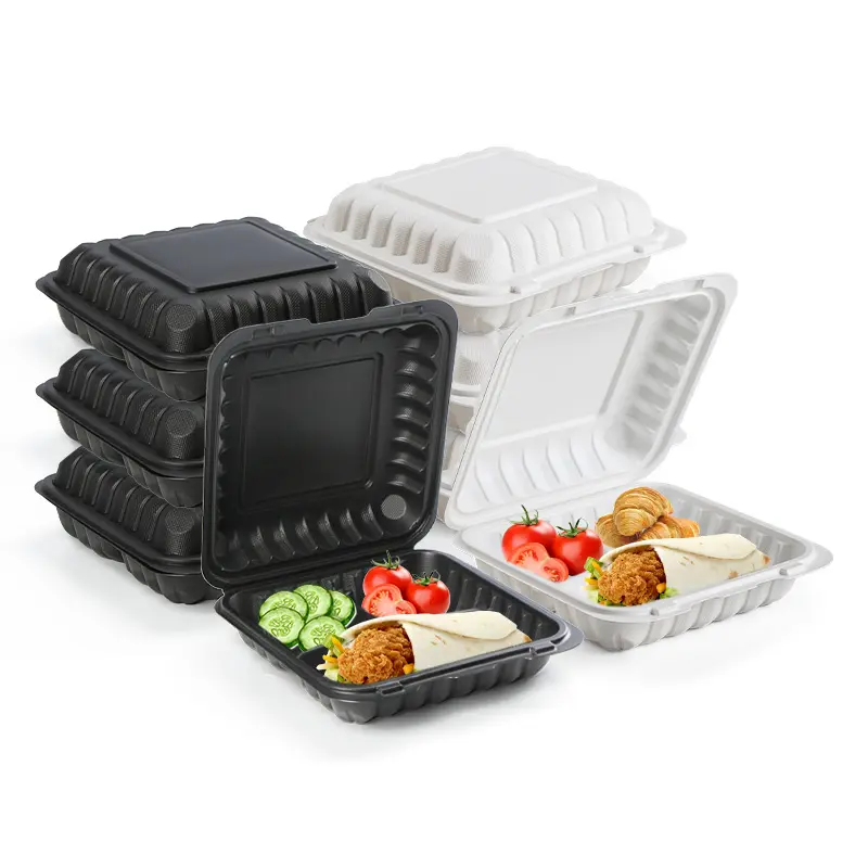 Berengsel Biodegradable Microwave Mengambil Wadah Makanan Persiapan Makanan Plastik Pergi Kemasan Clamshell untuk Pergi Kotak Makan Siang